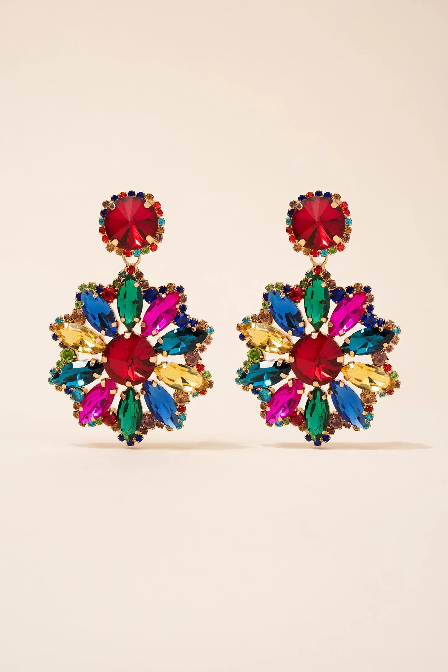 Renata Flower Stone Drop Earrings