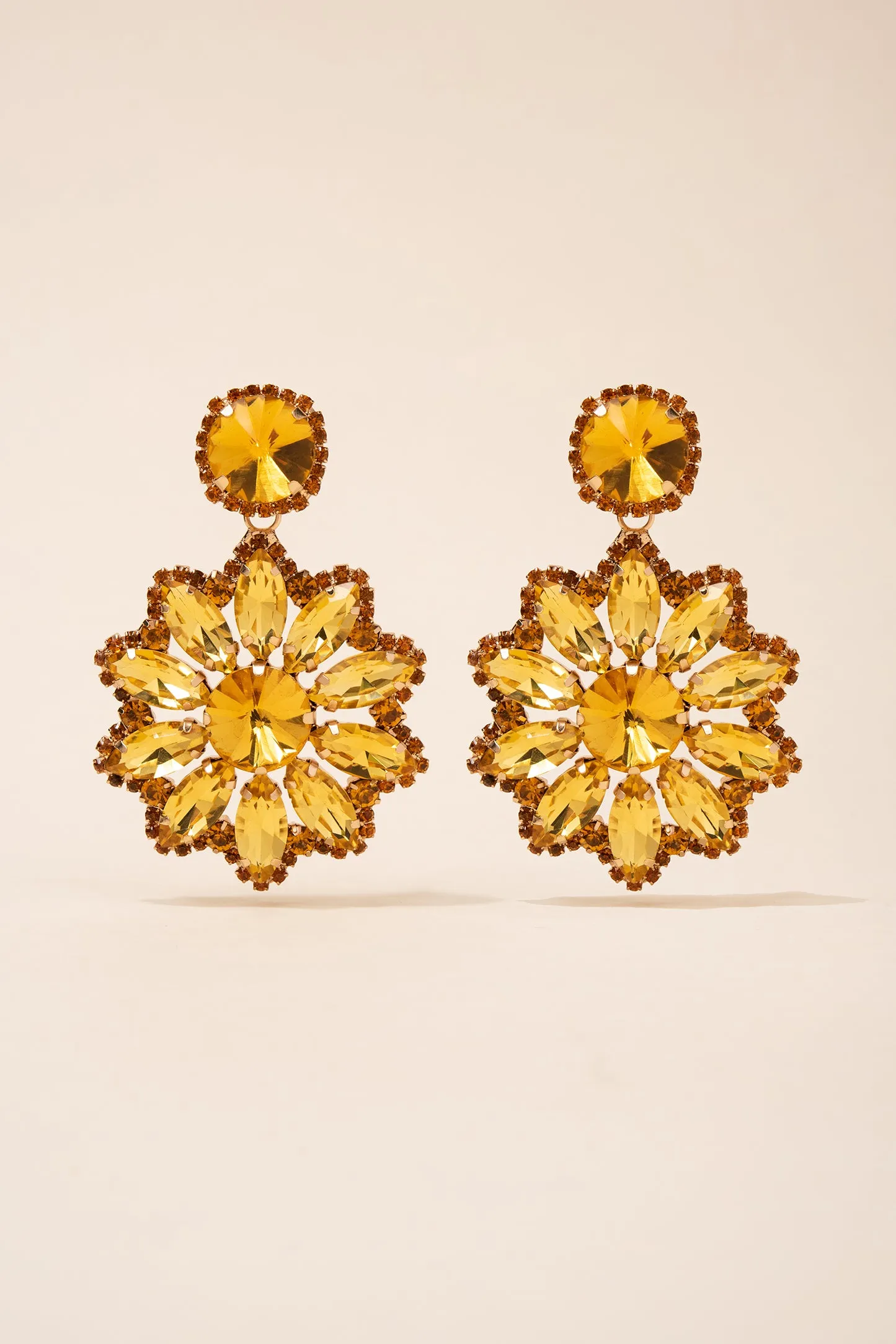 Renata Flower Stone Drop Earrings