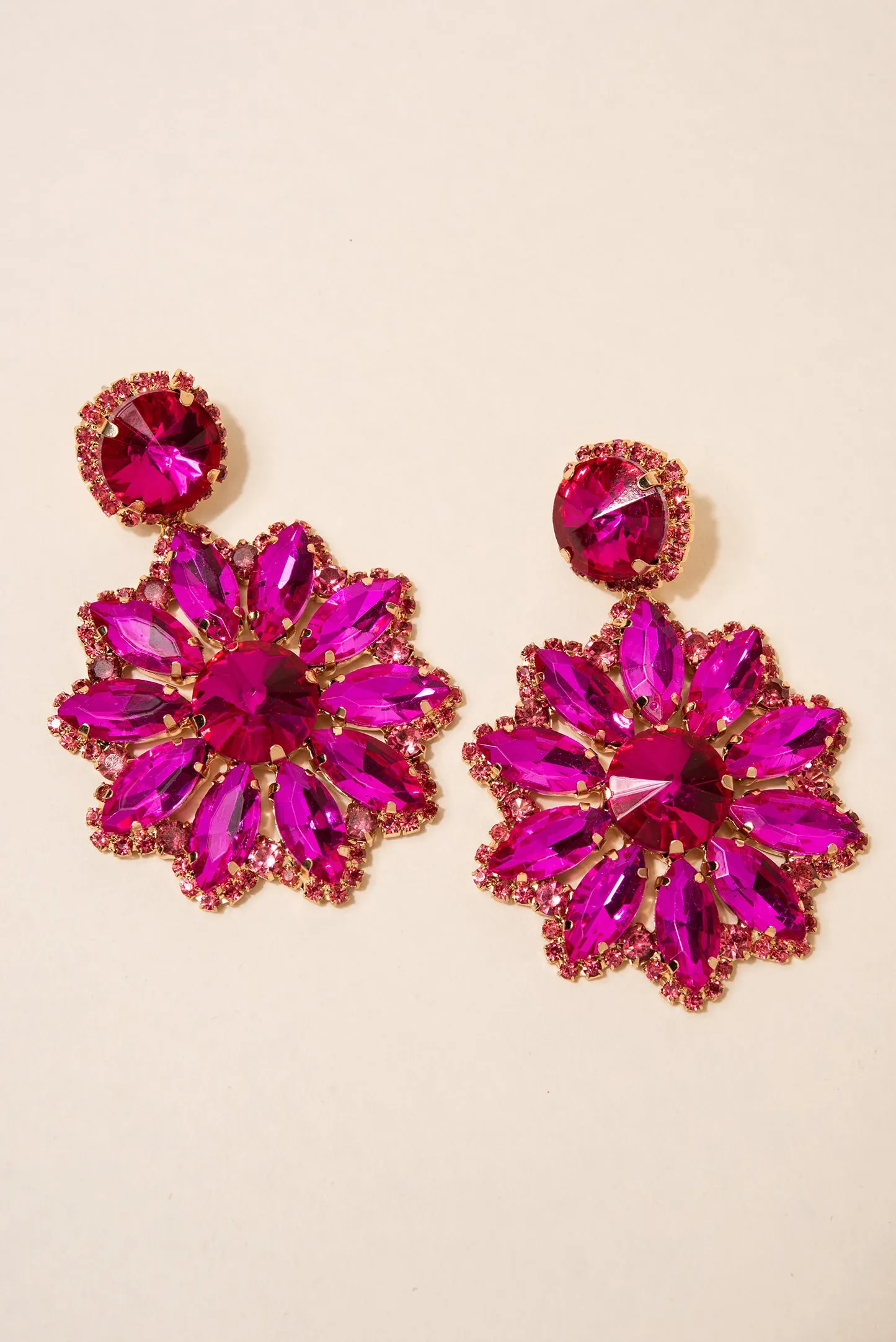 Renata Flower Stone Drop Earrings