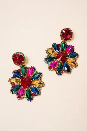 Renata Flower Stone Drop Earrings