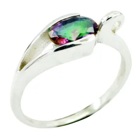 Riyo Bonny Gem Mystic Quartz Sterling Silver Ring Children Day Gift