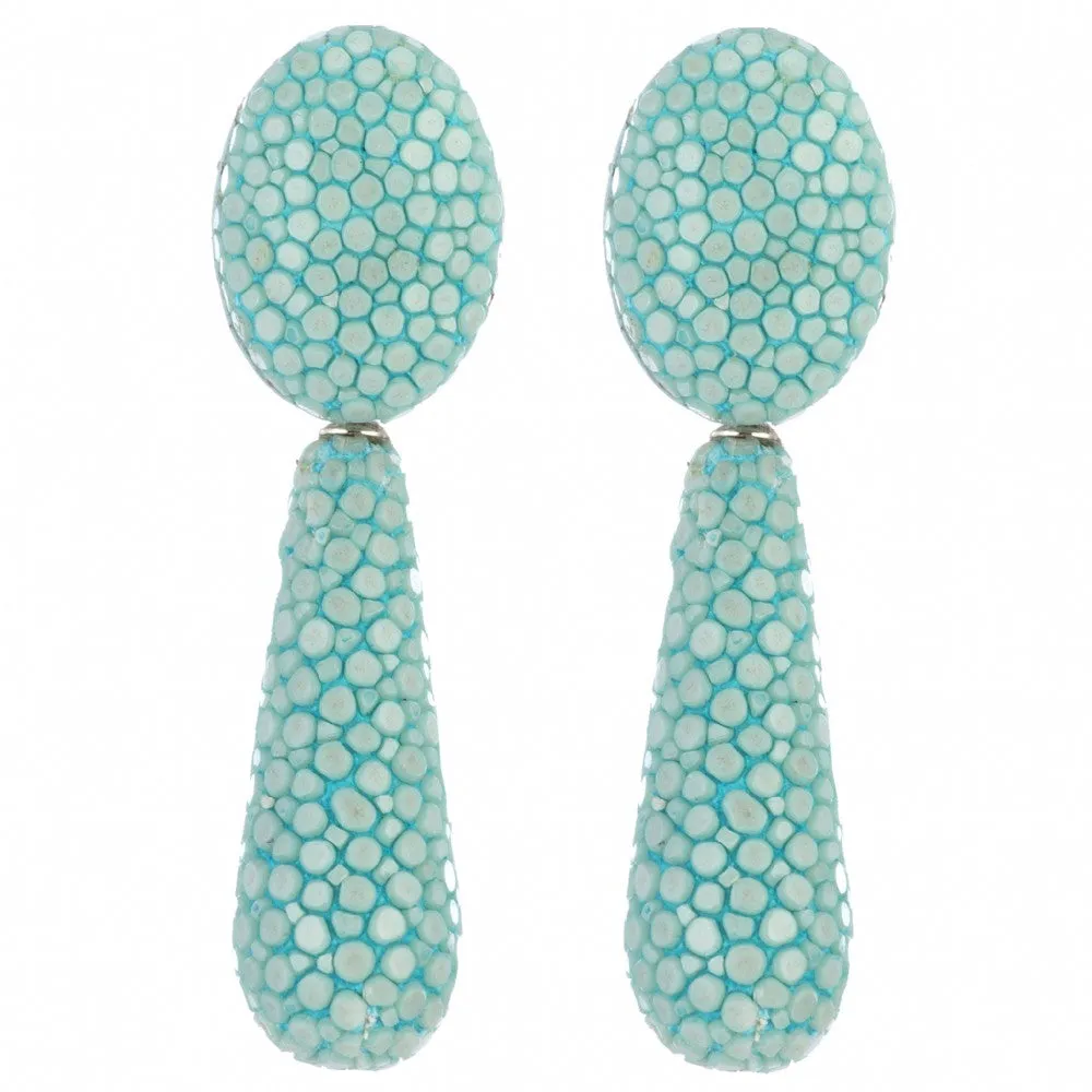 Shagreen Oval Drop Earrings