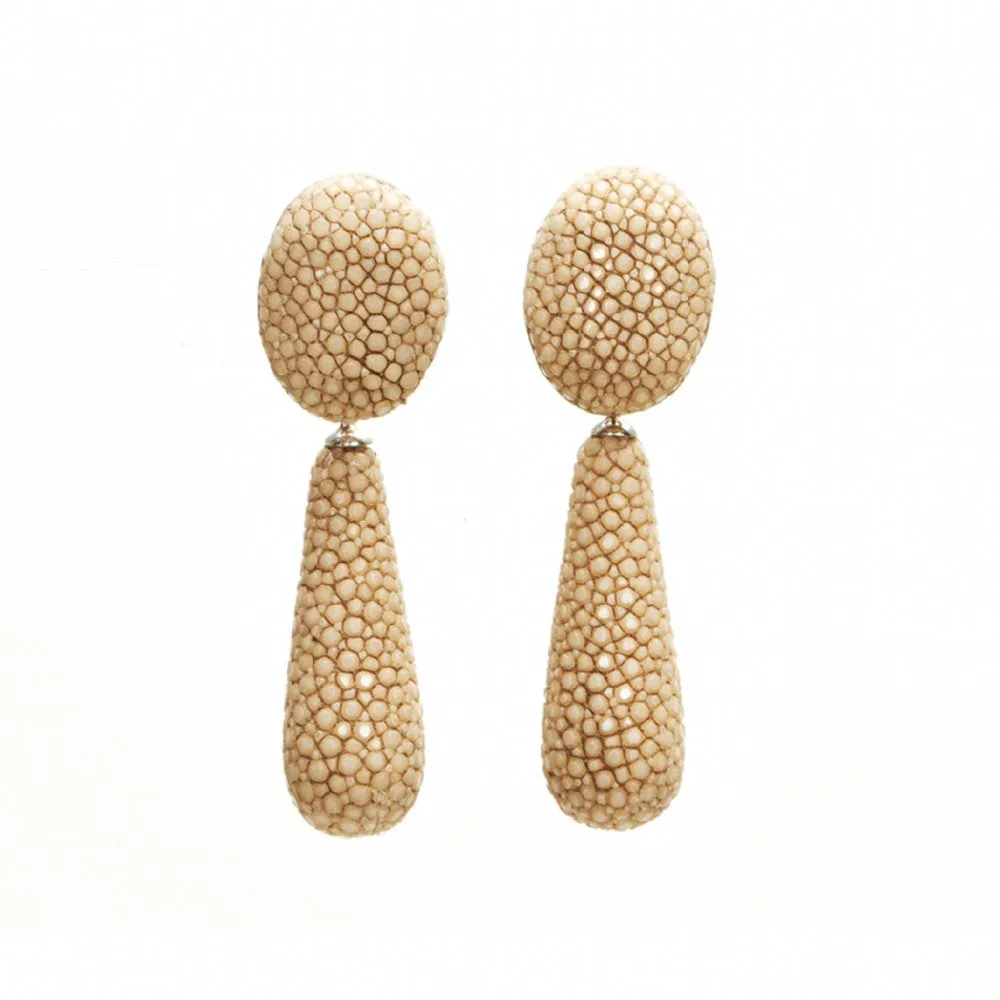 Shagreen Oval Drop Earrings