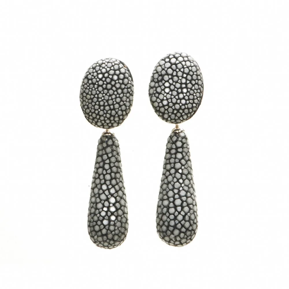 Shagreen Oval Drop Earrings