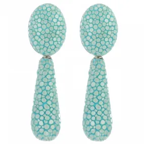 Shagreen Oval Drop Earrings