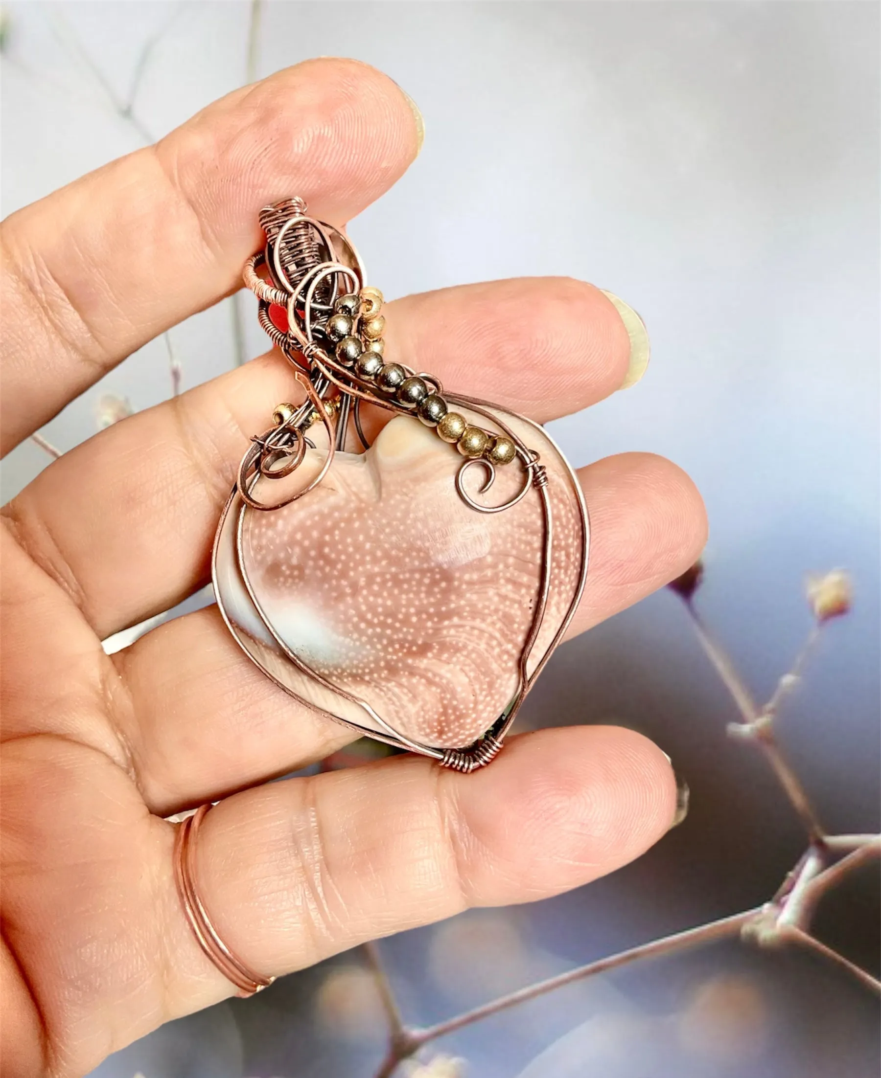 Shiva Eye Shell Wire Wrapped Pendant