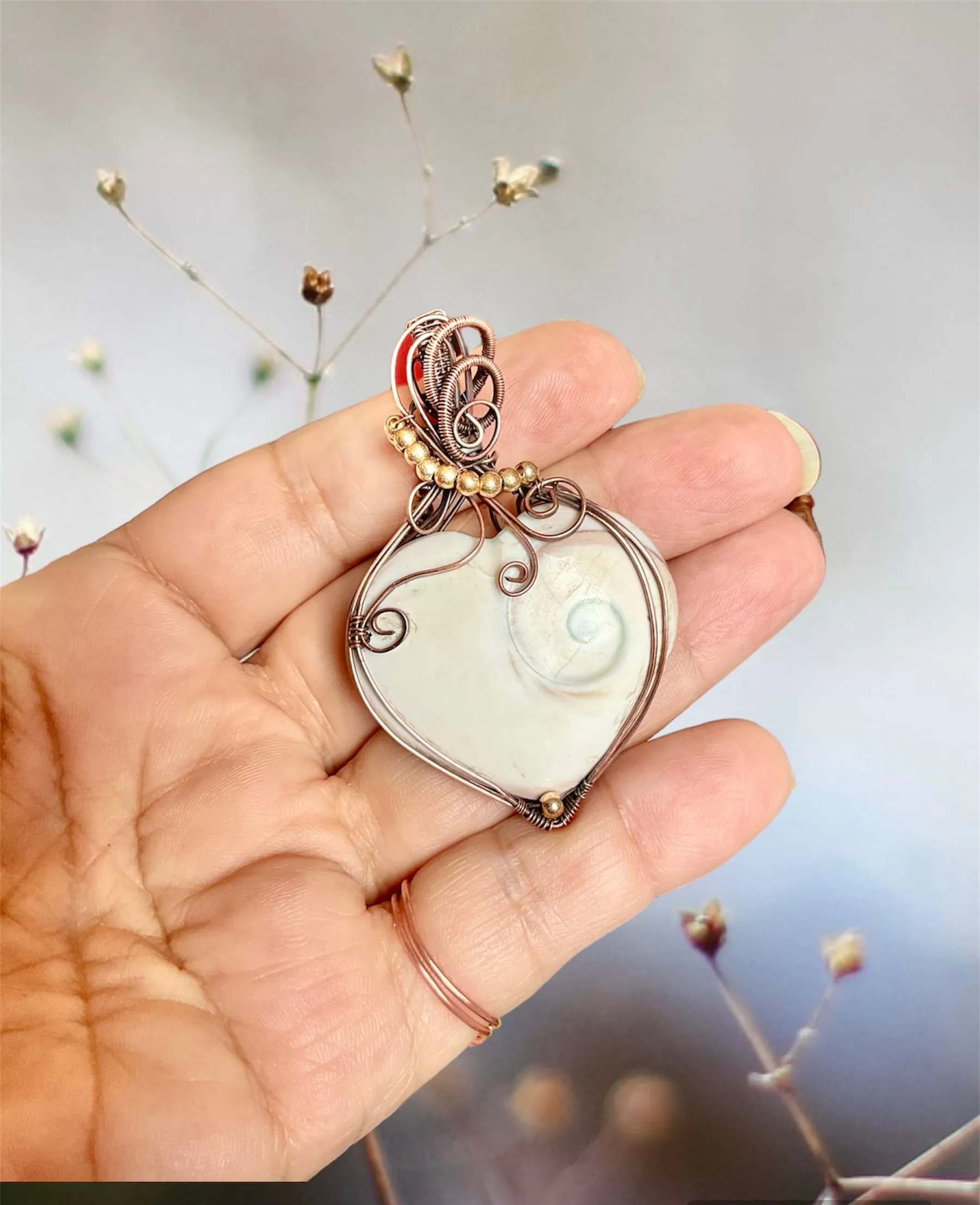 Shiva Eye Shell Wire Wrapped Pendant