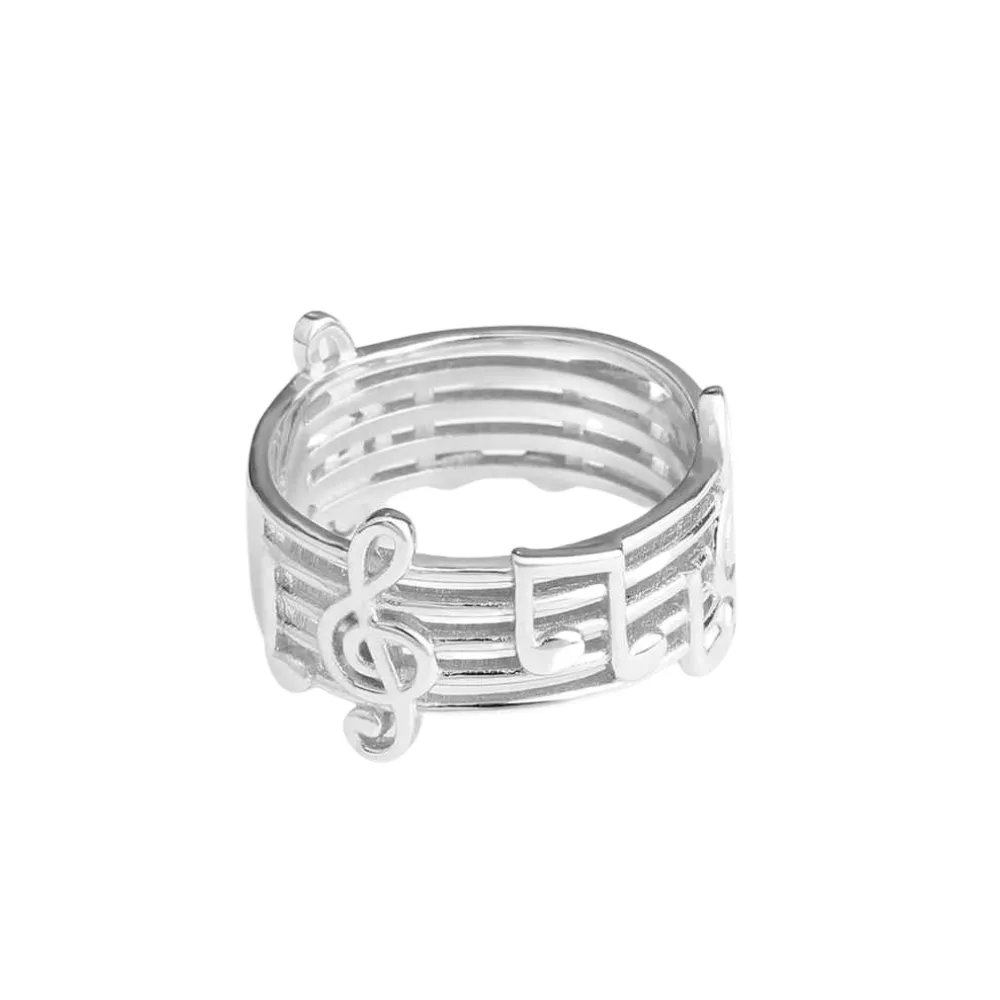 Silver Color Musical Note Pattern Rings