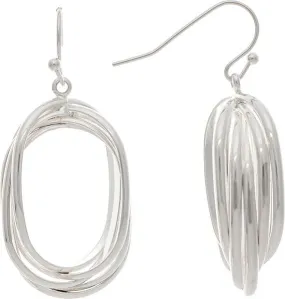 Silver Twisted Stacked Ovals Earrings