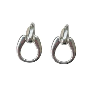 Simon Sebbag Silver Sterling Doorknocker Earrings - Clip