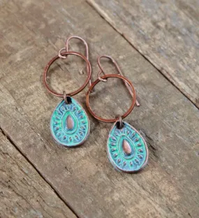 Small Patina Copper Teardrop Earrings