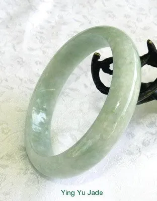 Snowflakes and Soft Green Old Mine Lao Pit Jadeite Bangle Bracelet 57.5mm (BB2397)