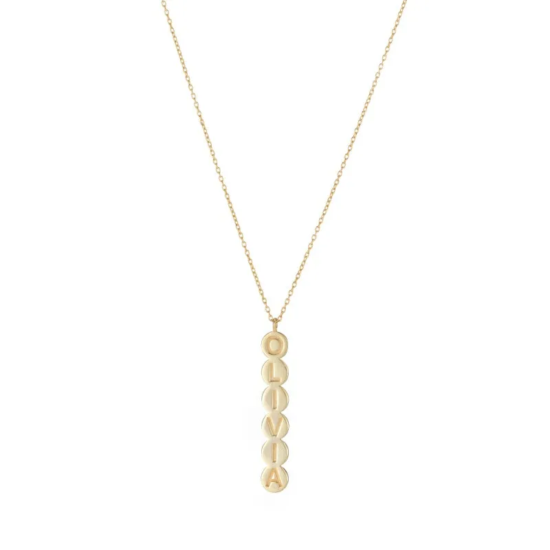 Solid Gold Personalized Disc Drop Necklace