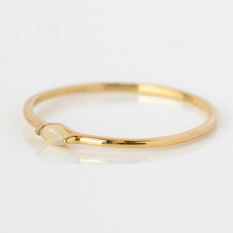 Solid Gold Simple Opal Band