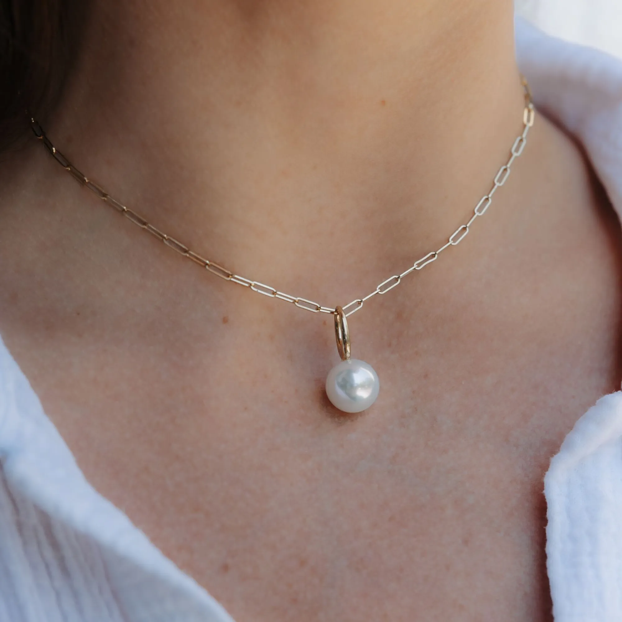 South Sea Pearl Paperclip Necklace