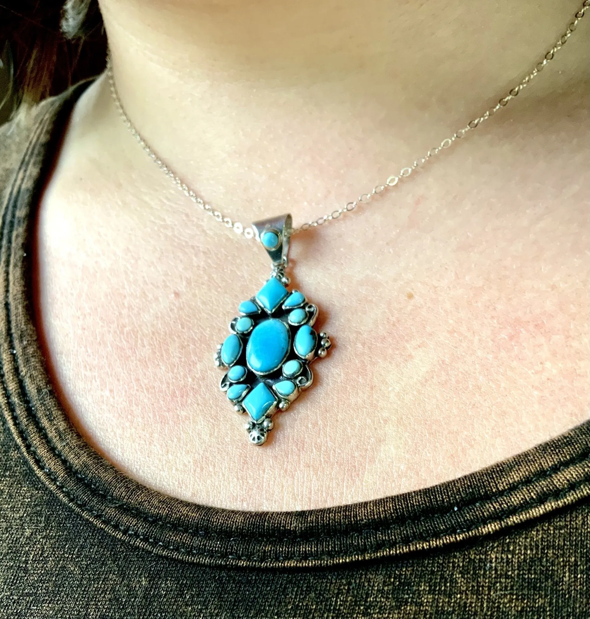 SouthWestern Sky Turquoise Inlay Pendant