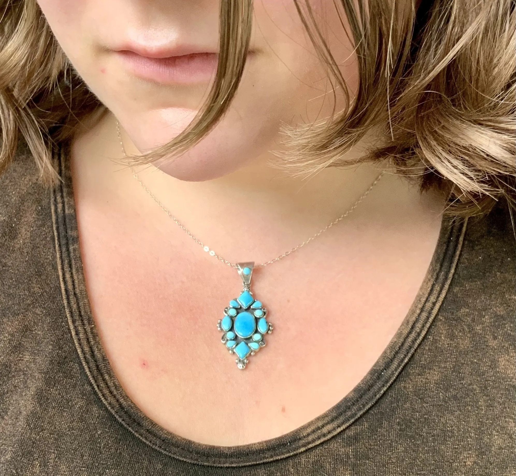 SouthWestern Sky Turquoise Inlay Pendant