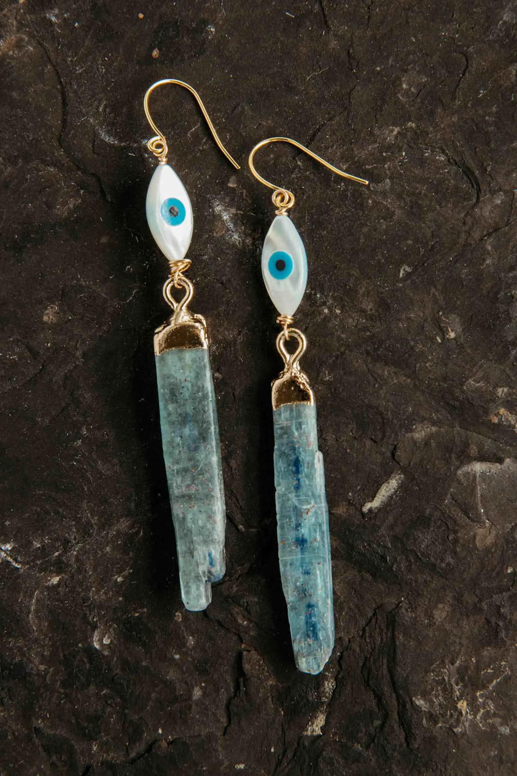 Speak Your Truth Evil Eye Kyanite Earrings