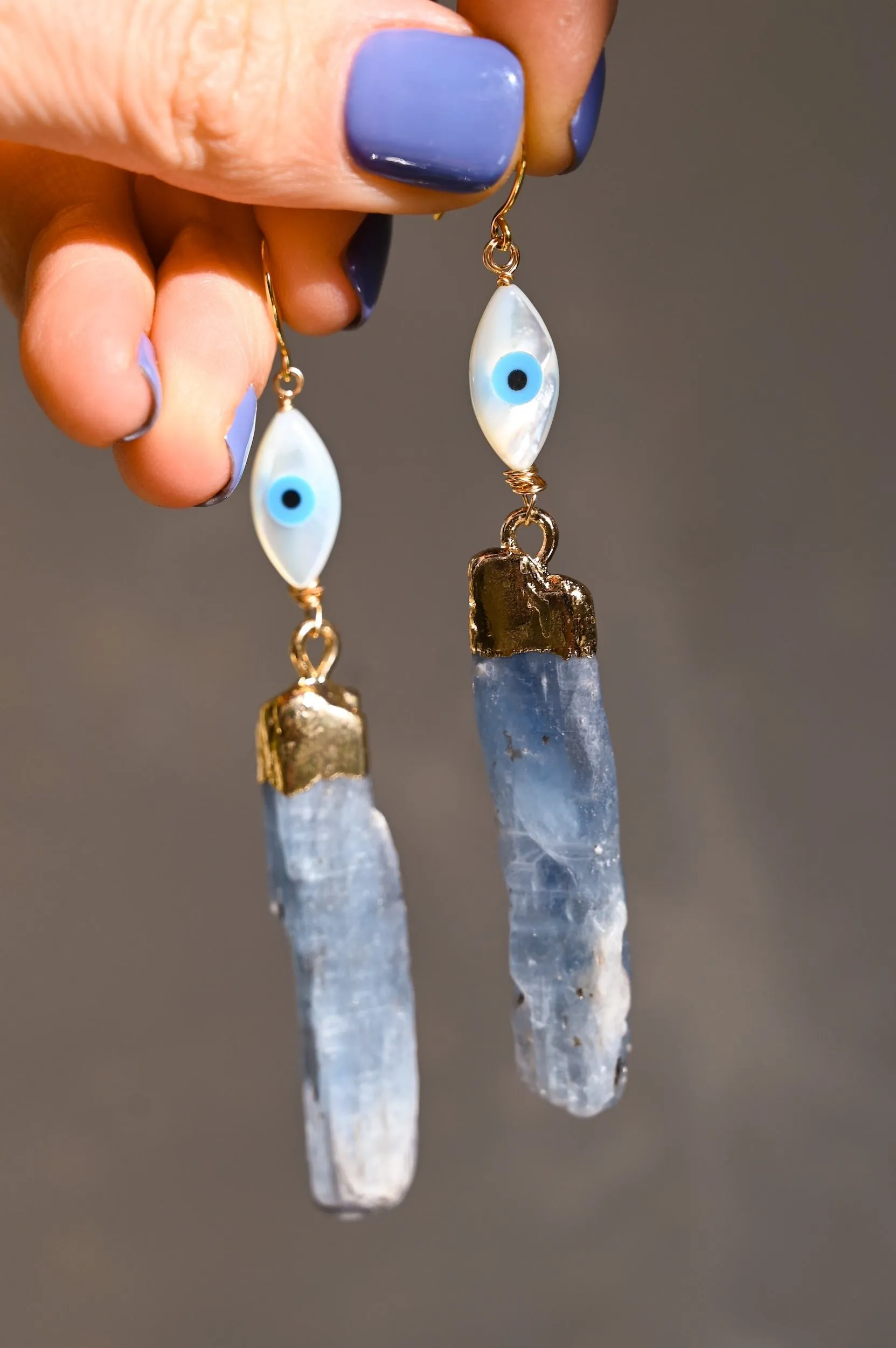 Speak Your Truth Evil Eye Kyanite Earrings