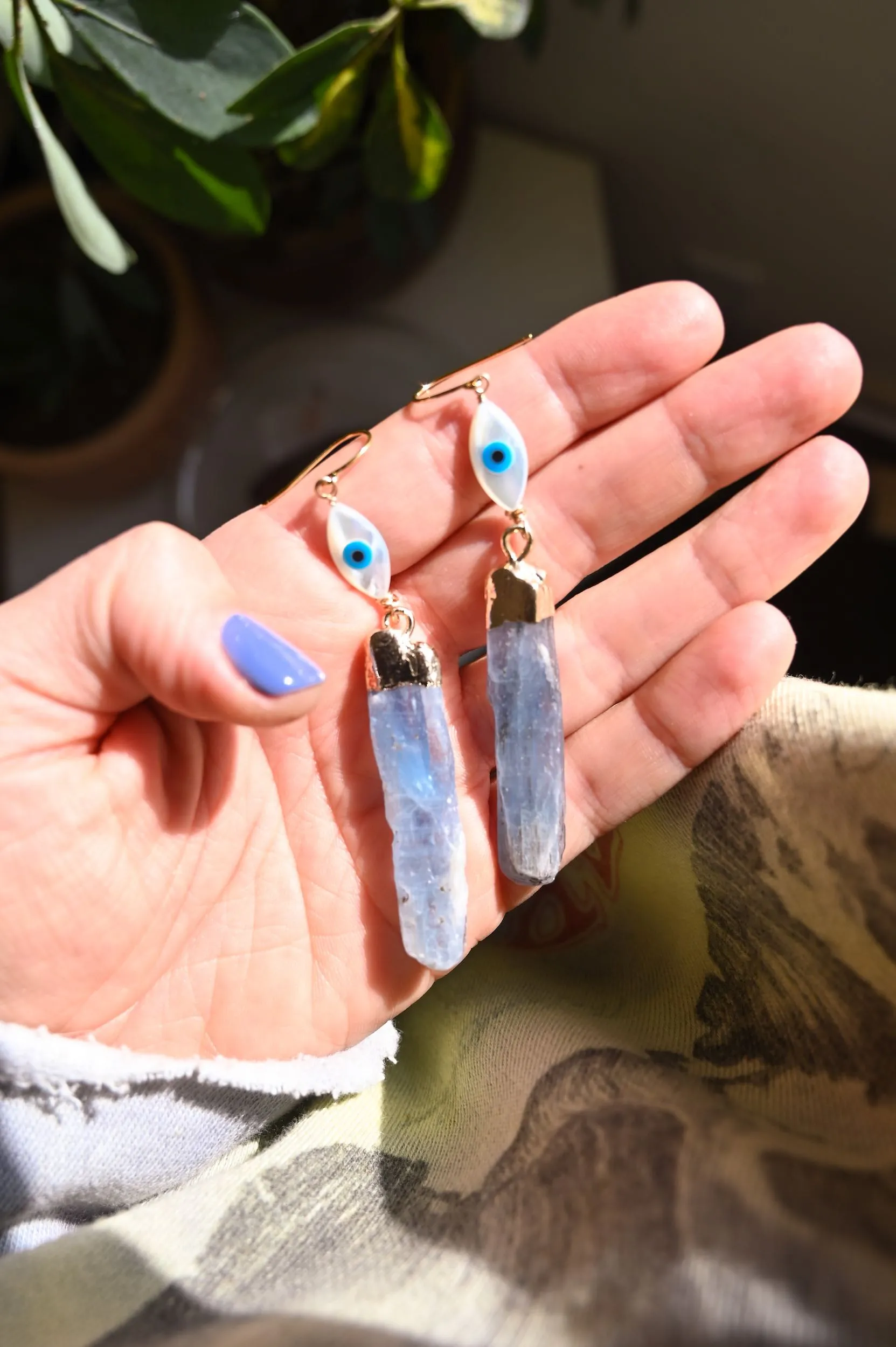 Speak Your Truth Evil Eye Kyanite Earrings