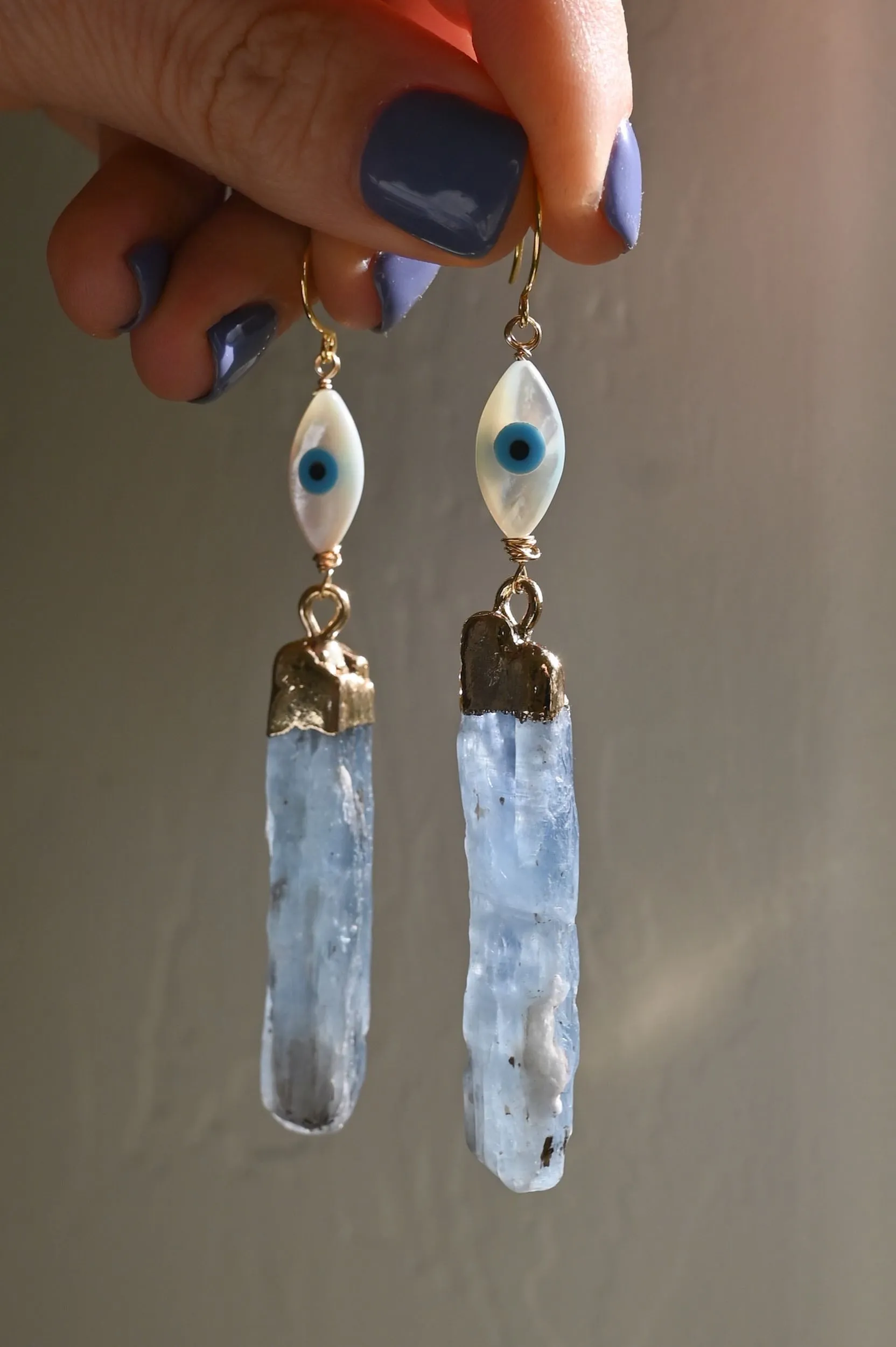 Speak Your Truth Evil Eye Kyanite Earrings