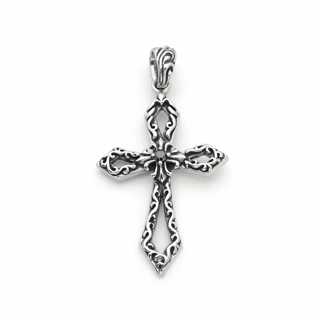 Stainless Steel Cross with CZ Pendant