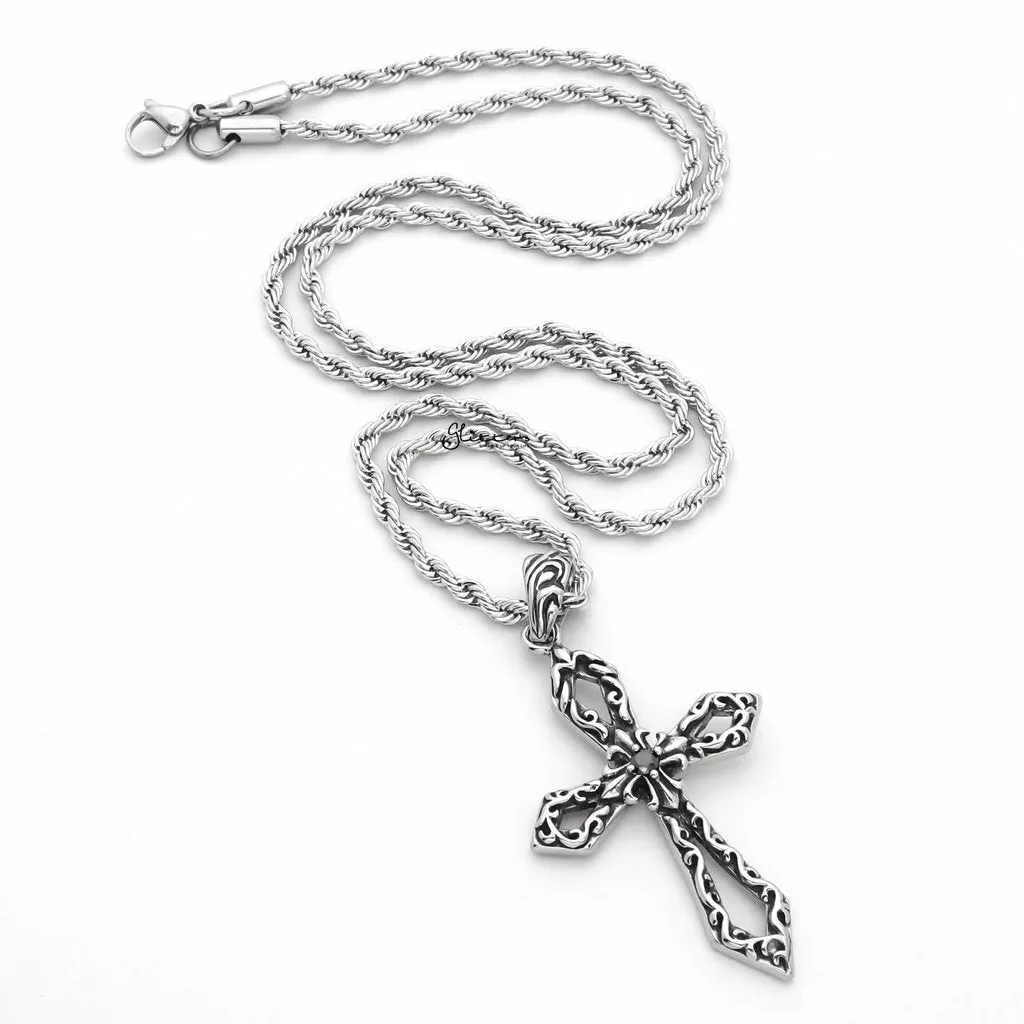 Stainless Steel Cross with CZ Pendant