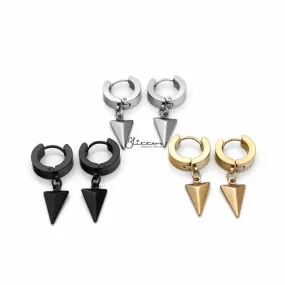 Stainless Steel Drop Triangle Huggie Hoop Earrings