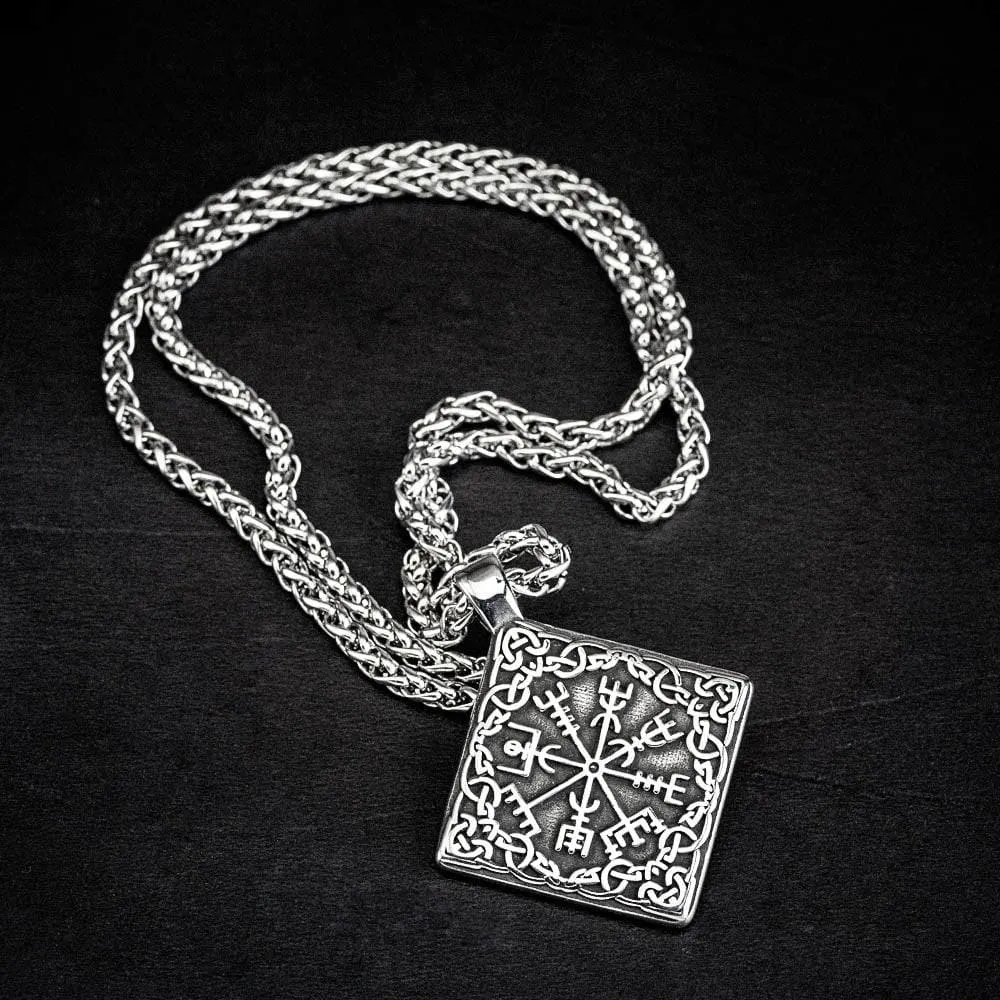 Stainless Steel Square Vegvisir Necklace