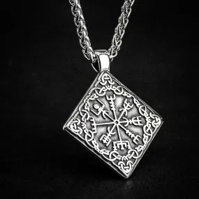 Stainless Steel Square Vegvisir Necklace