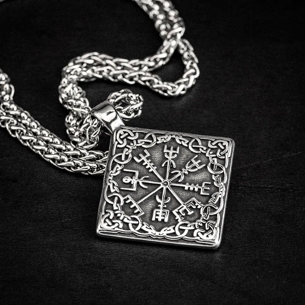 Stainless Steel Square Vegvisir Necklace