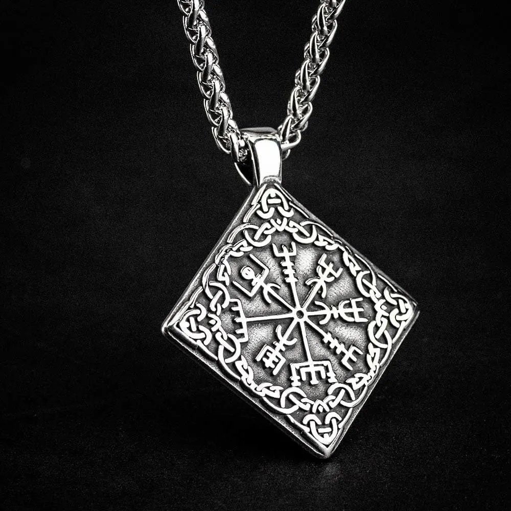 Stainless Steel Square Vegvisir Necklace