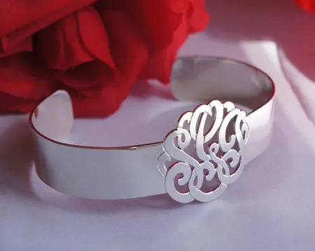 Sterling Silver Monogram Cuff Bracelet