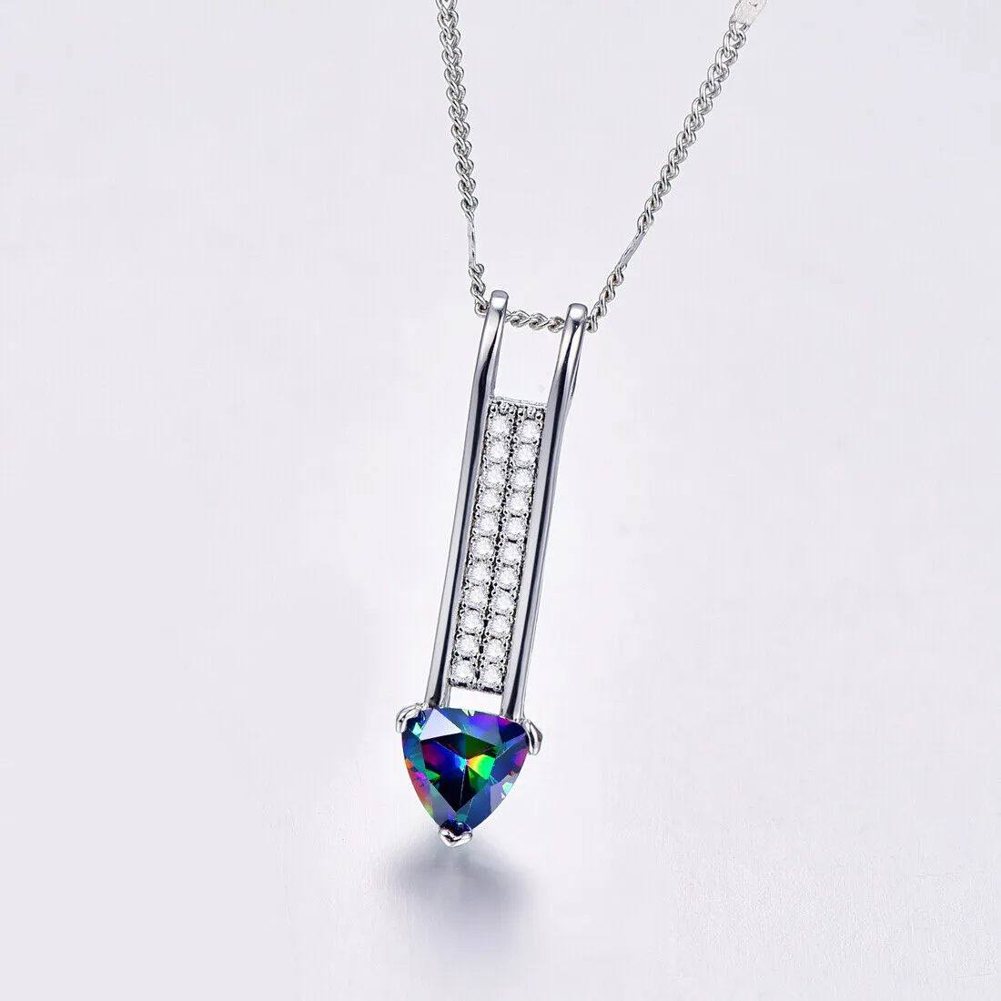 Sterling Silver Mystic Topaz Heart Arrow Pendant Necklace