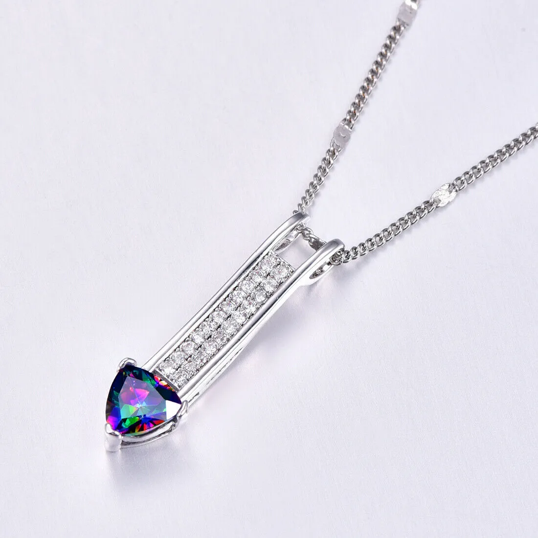 Sterling Silver Mystic Topaz Heart Arrow Pendant Necklace