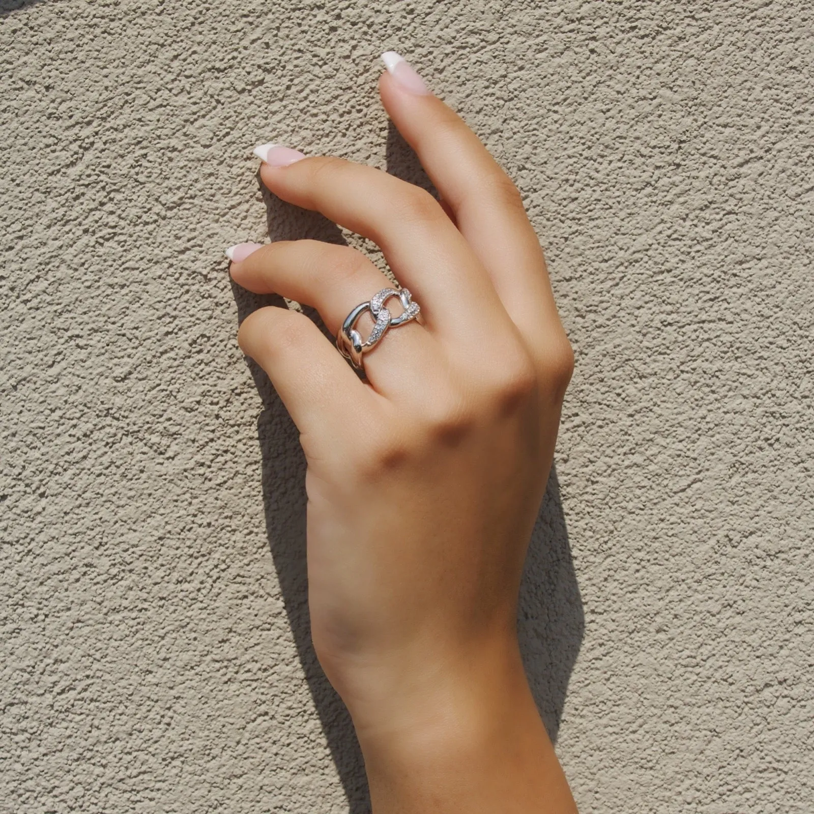 Sterling Silver Wide Large Pave Ring