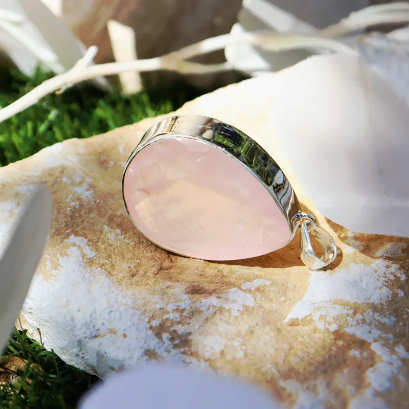 Teardrop Rose Quartz XL Pendant