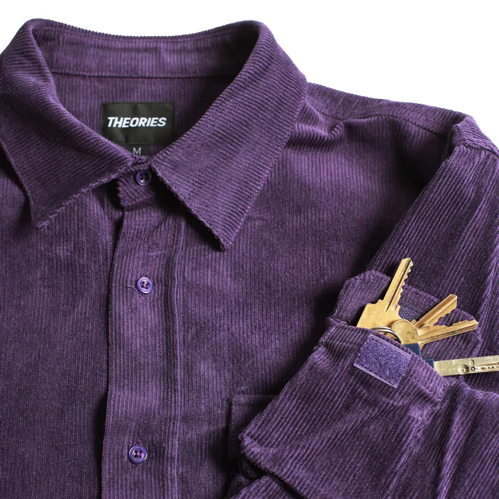 Theories Winston Corduroy Utility Shirt Eggplant