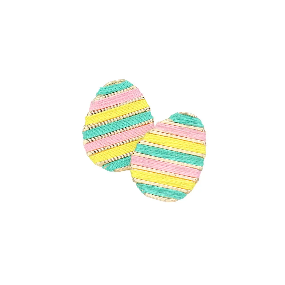 Thread Wrapped Easter Egg Stud Earrings