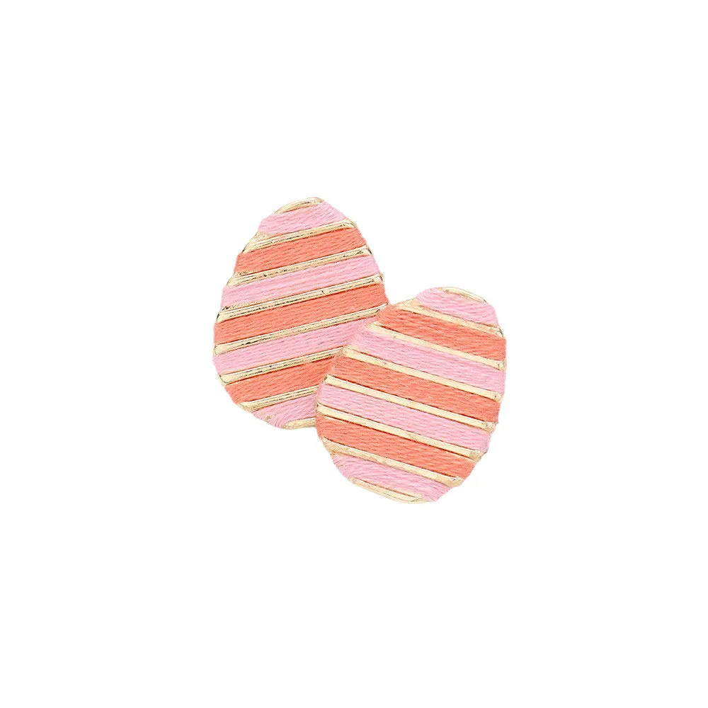 Thread Wrapped Easter Egg Stud Earrings