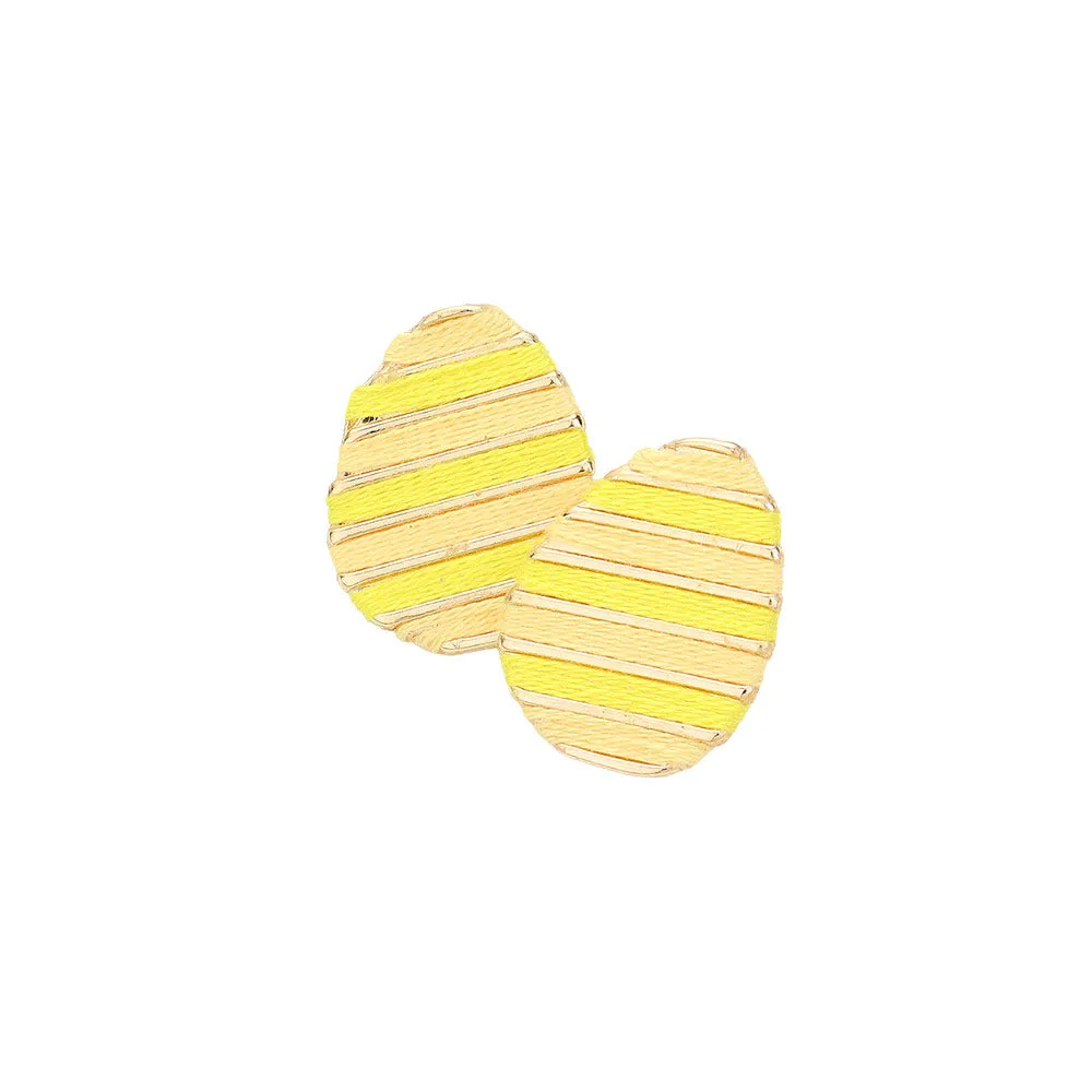 Thread Wrapped Easter Egg Stud Earrings