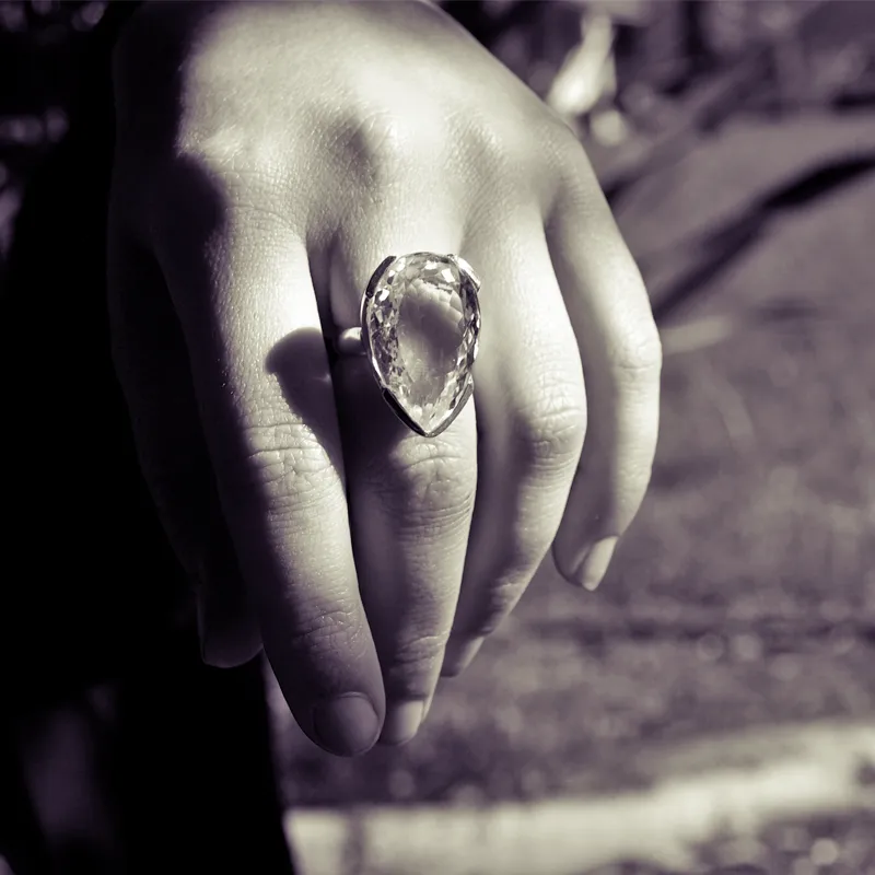 Tiff Clear Quartz Teardrop Ring