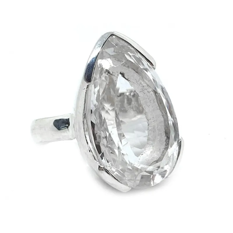 Tiff Clear Quartz Teardrop Ring