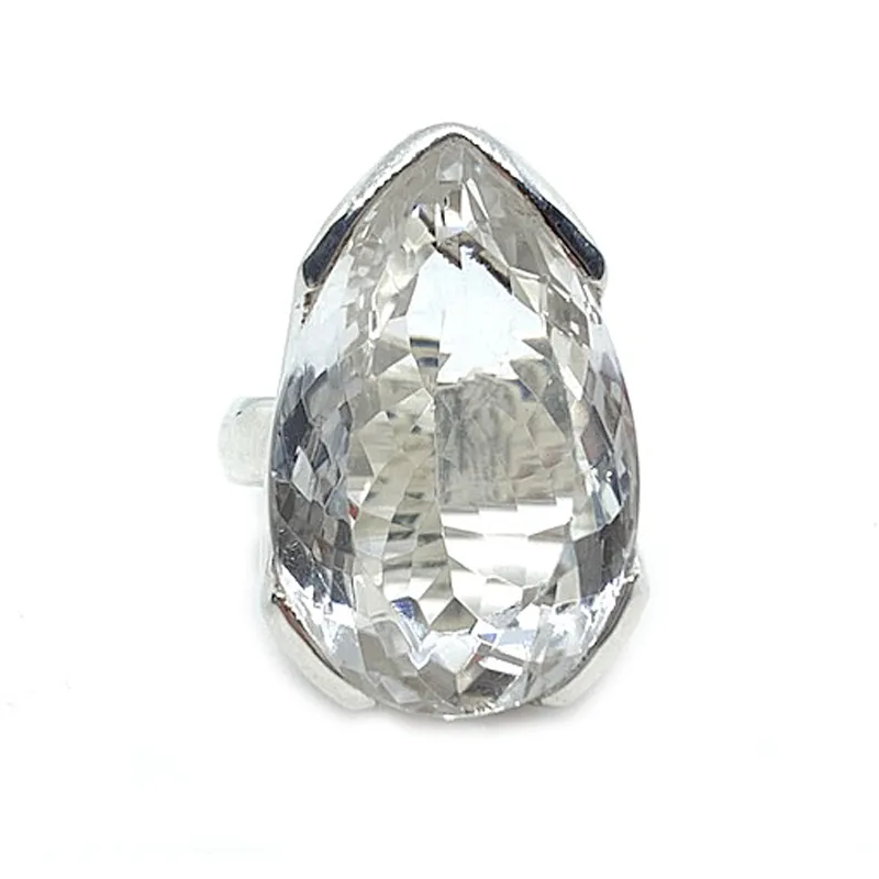 Tiff Clear Quartz Teardrop Ring