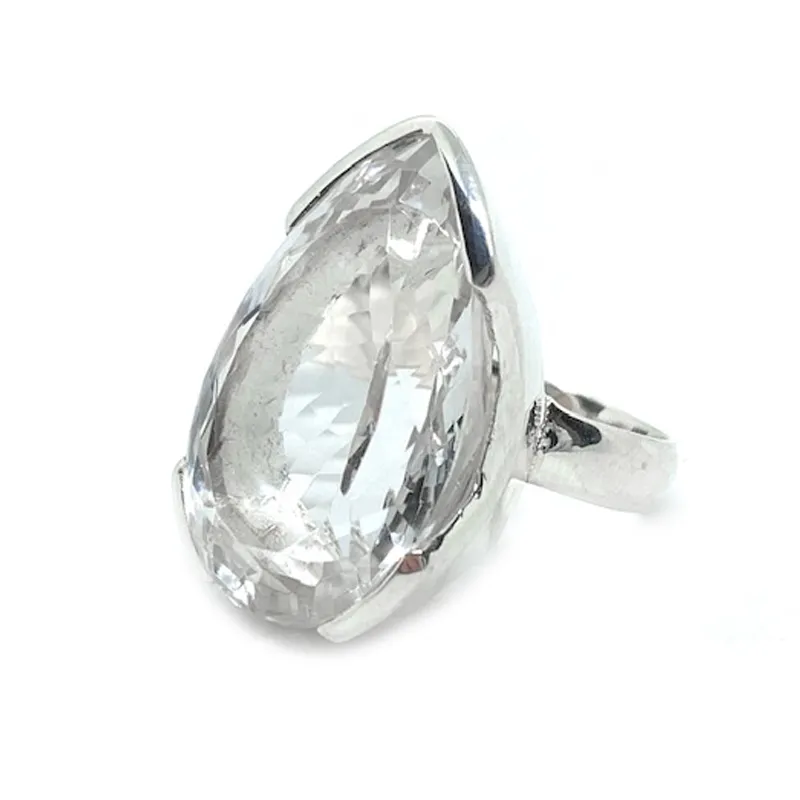 Tiff Clear Quartz Teardrop Ring