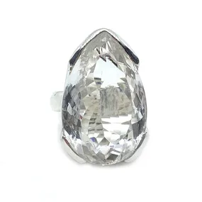 Tiff Clear Quartz Teardrop Ring