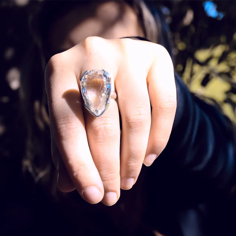 Tiff Clear Quartz Teardrop Ring