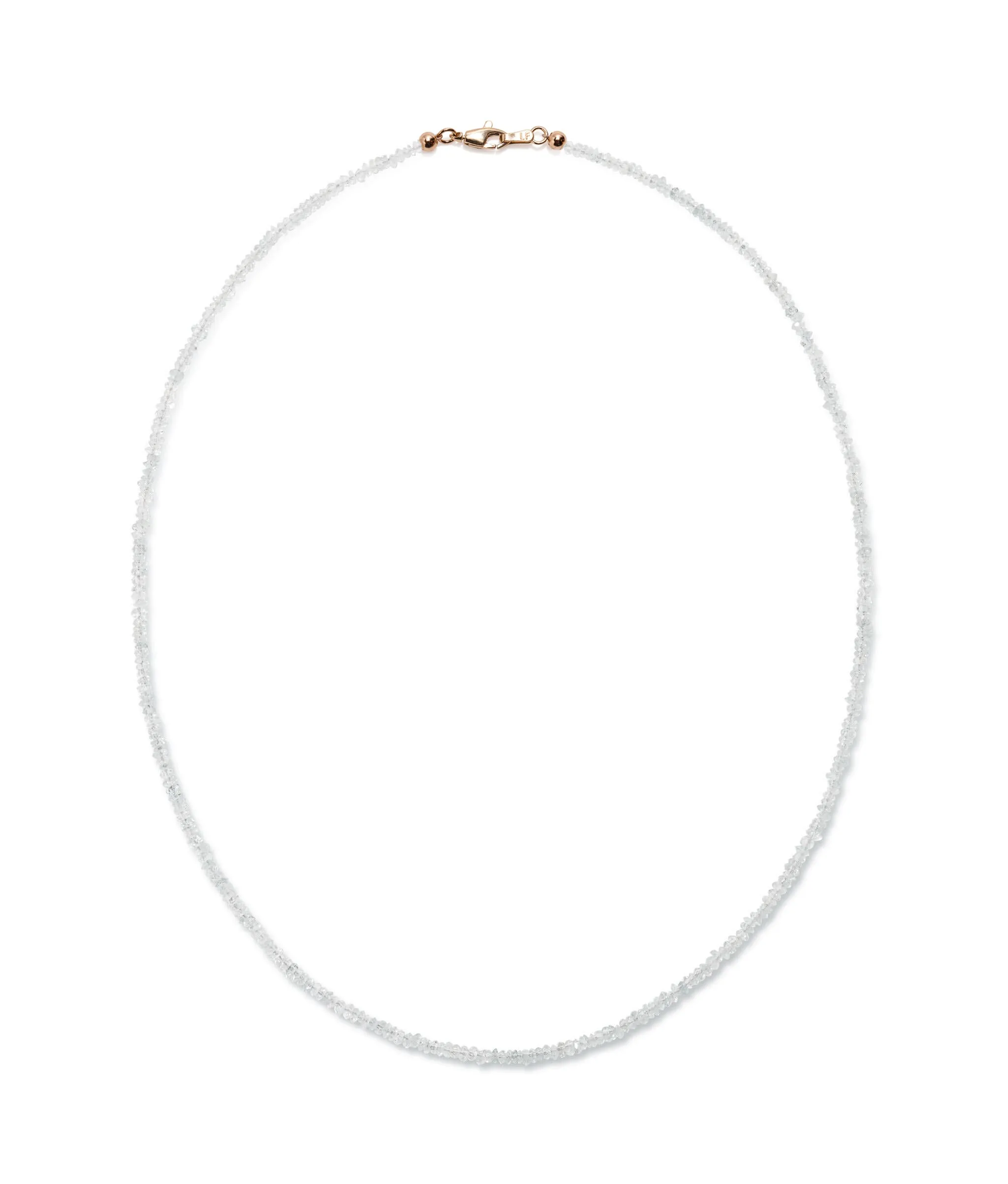 Tiny Beaded 14k Gold Necklace in Light Aquamarine