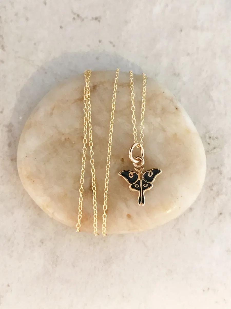 Tiny Luna Moth Necklace