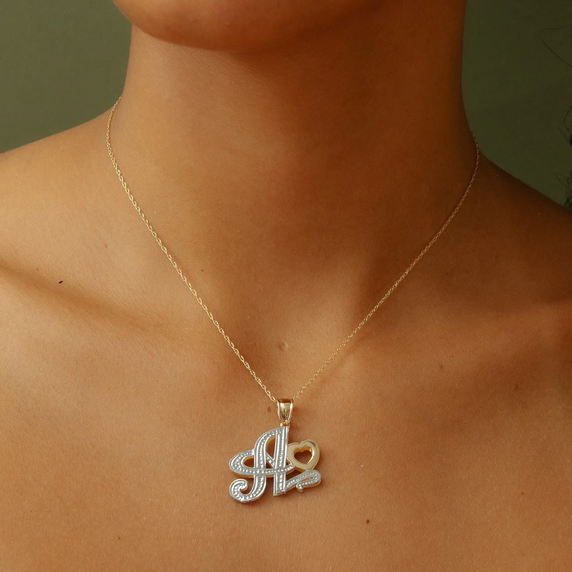 Two-tone Initial Necklace